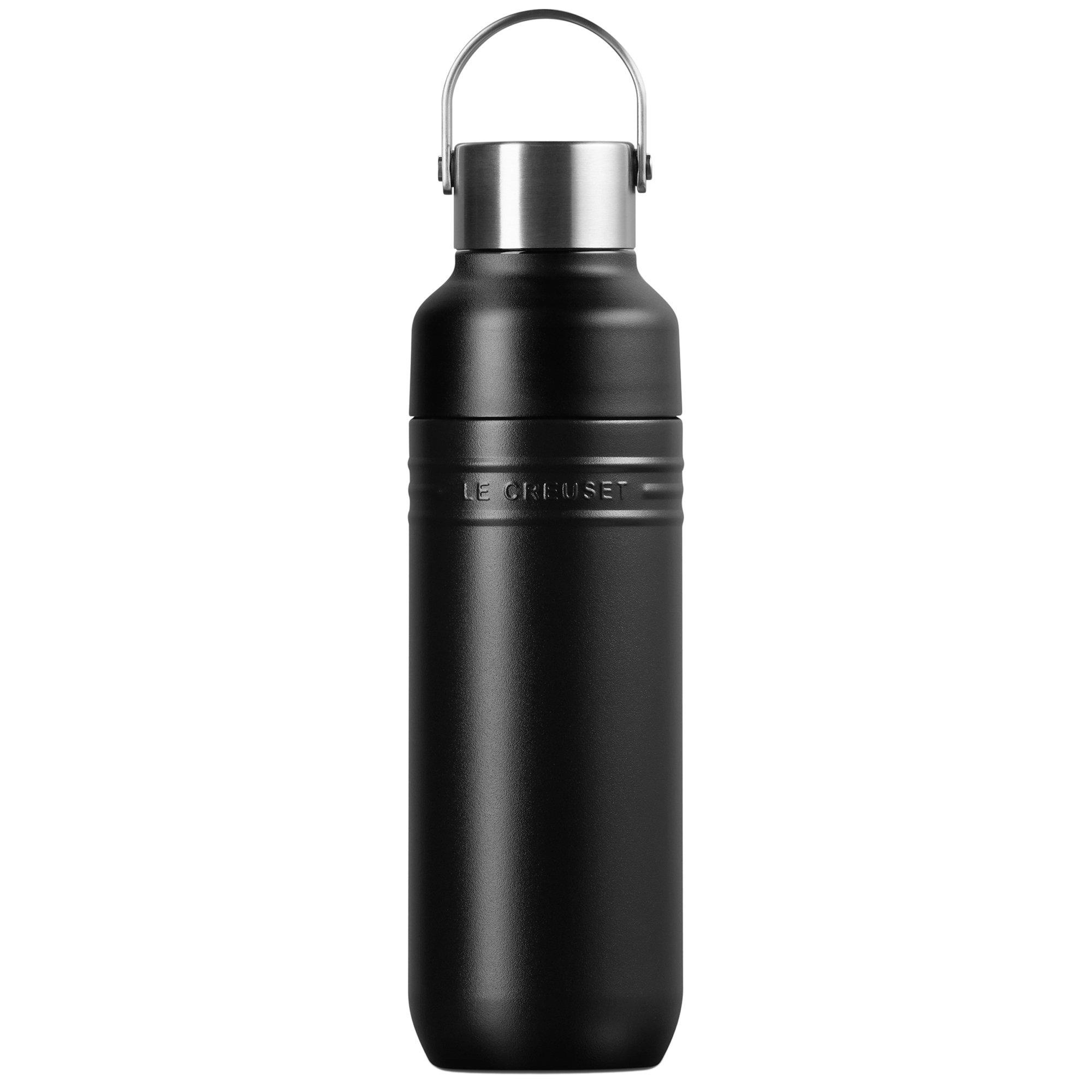Le Creuset On The Go 41066280000001 doppelwandige Trinkflasche, schwarz matt, 0,5 L