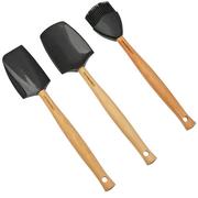 Le Creuset Premium Küchenutensilien-Set 3-teilig, schwarz, Holz und Silikon