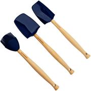 Le Creuset Premium Küchenutensilien-Set 3-teilig, azurblau, Holz und Silikon