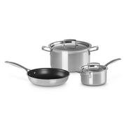 Le Creuset Triply 3er Set, Edelstahl-Kochgeschirr-Set