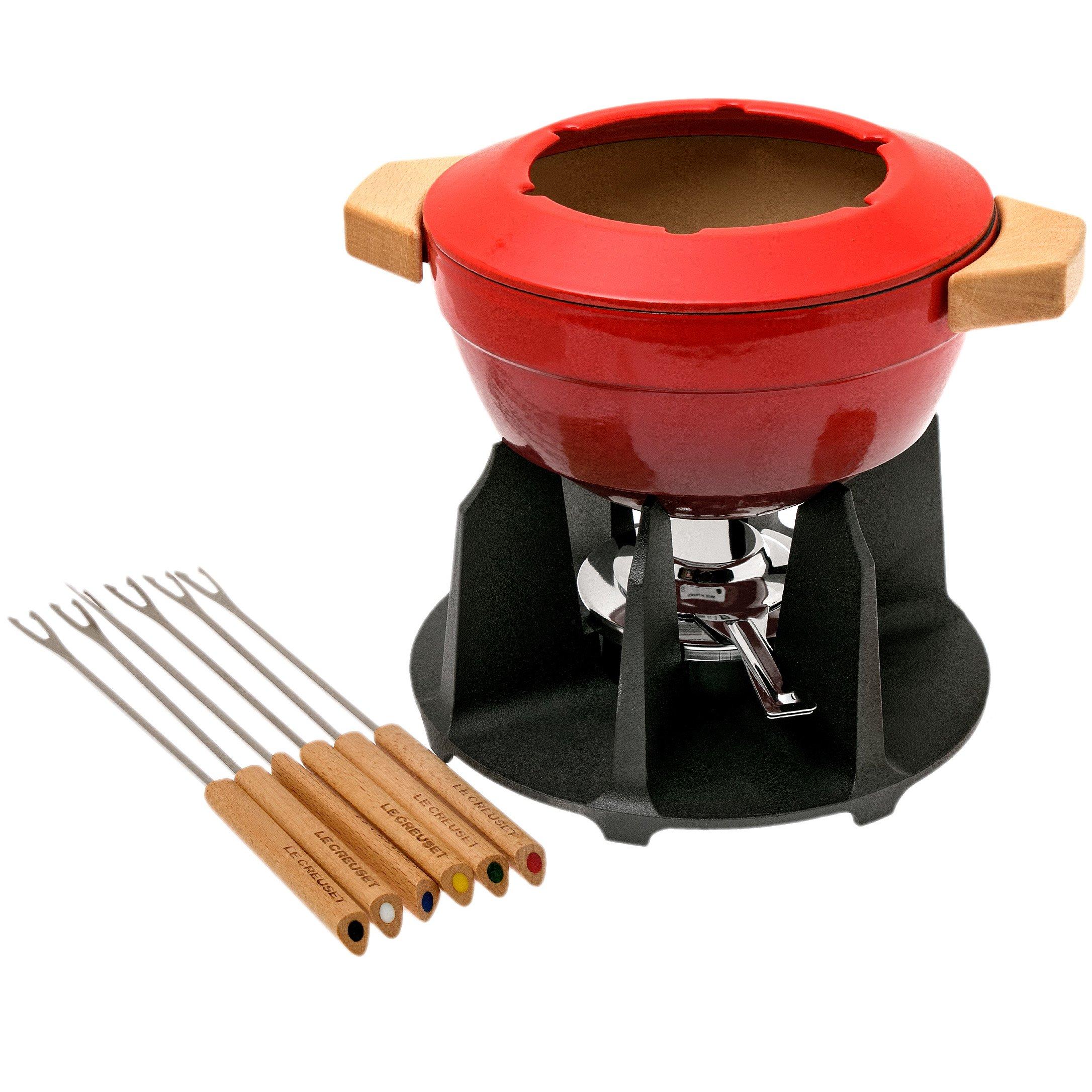 Le Creuset fondue set with cast-iron handles, 2L, cherry red