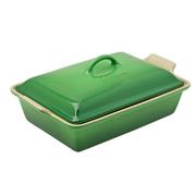 Le Creuset rectangular oven dish with lid, 33 cm, green