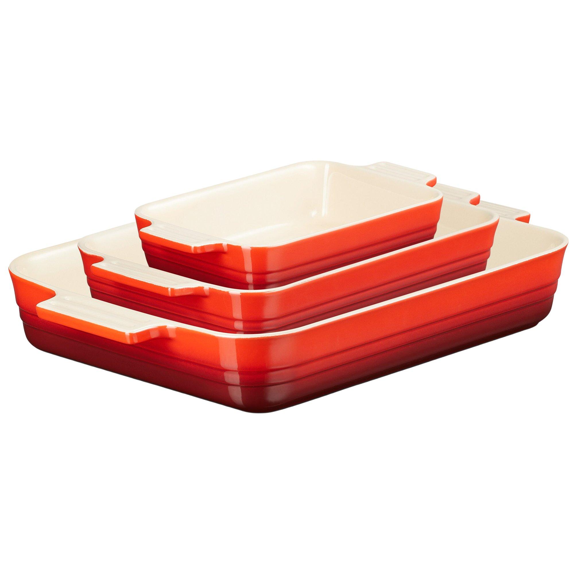 Le Creuset ovenschalen 79161000600080 set van 3, rechthoekig, rood