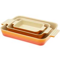 Image for Le Creuset oven dishes 79161000900080 set of 3, rectangular, orange-red