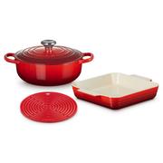 Le Creuset 2022 Set Cerise, cast iron stoneware and silicone, pan set