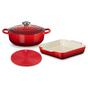 Bild für  Le Creuset 2022 Set Cerise, Gusseisen, Keramik und Silikon, Pfannenset
