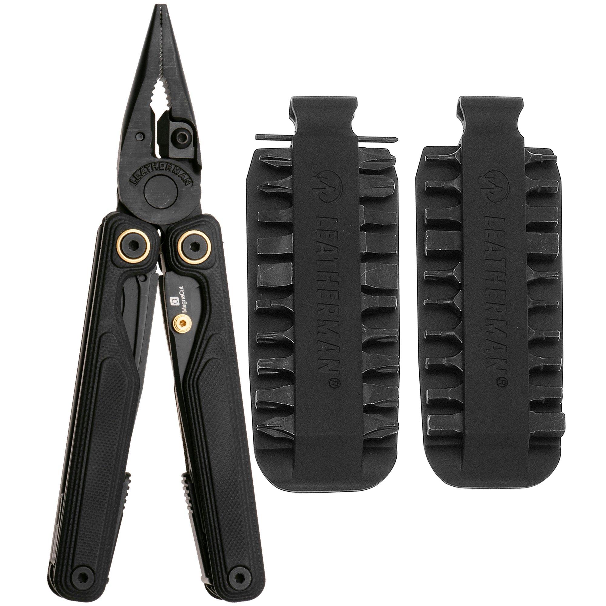 Leatherman Wave Alpha Obsidian Bundle EU300164 Black DLC MagnaCut, Black G10, Multitool mit Bit Kit 931014, Set