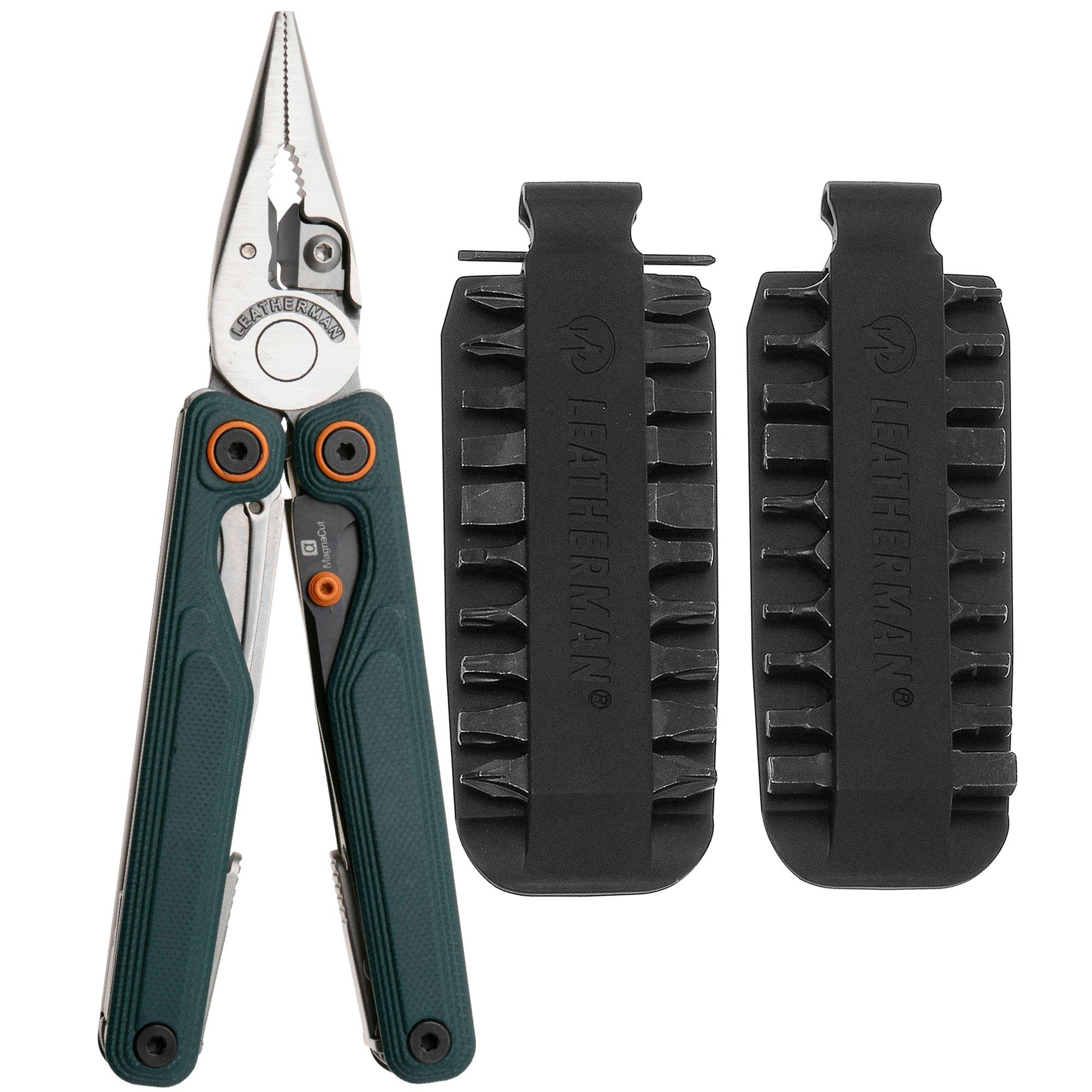 Leatherman Wave Alpha Cascadia Bundle EU300165 Black DLC MagnaCut, Green G10, Multitool mit Bit Kit 931014, Set