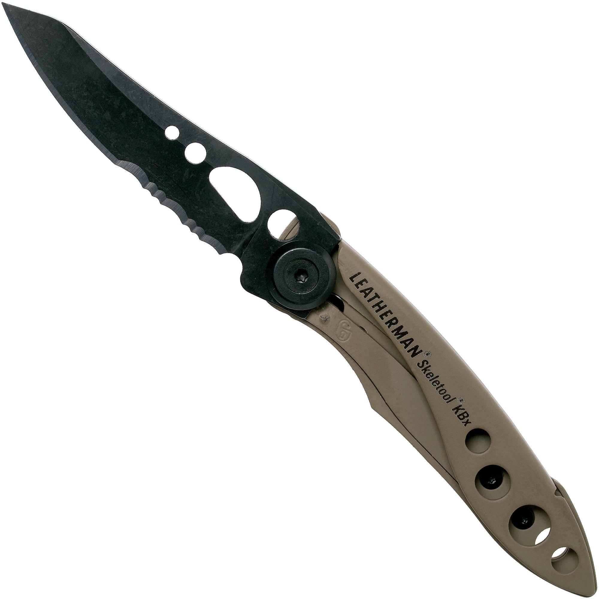 Leatherman Skeletool Knife KBx Coyote zakmes deels gekarteld