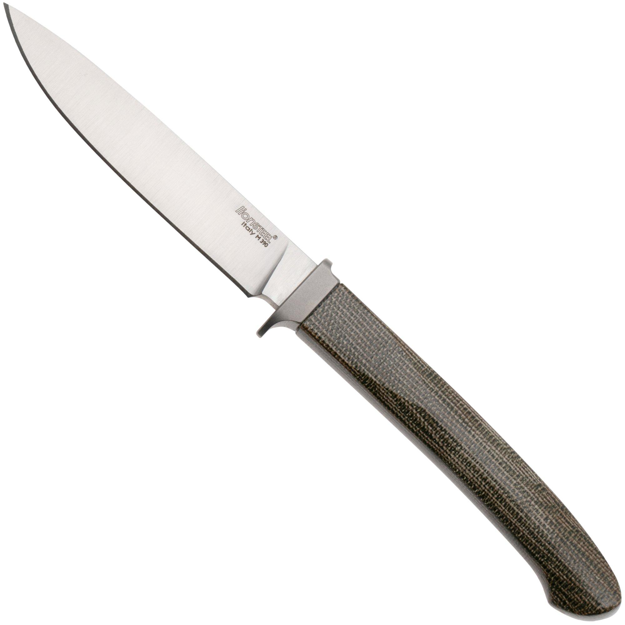 LionSteel Ago AG1-CVG Green Canvas Micarta, Titanium Guard, Feststehende Messer