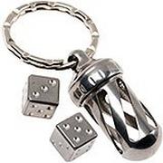 LionSteel AcornDice Steel key ring, stainless steel dice