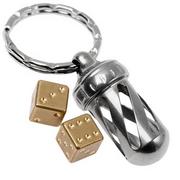 LionSteel AcornDice Brass key ring, brass dice