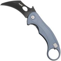 Afbeelding voor LionSteel L.E.One Mid LE2-IB, Old Black M390, Ice Blue Aluminum, karambit zakmes