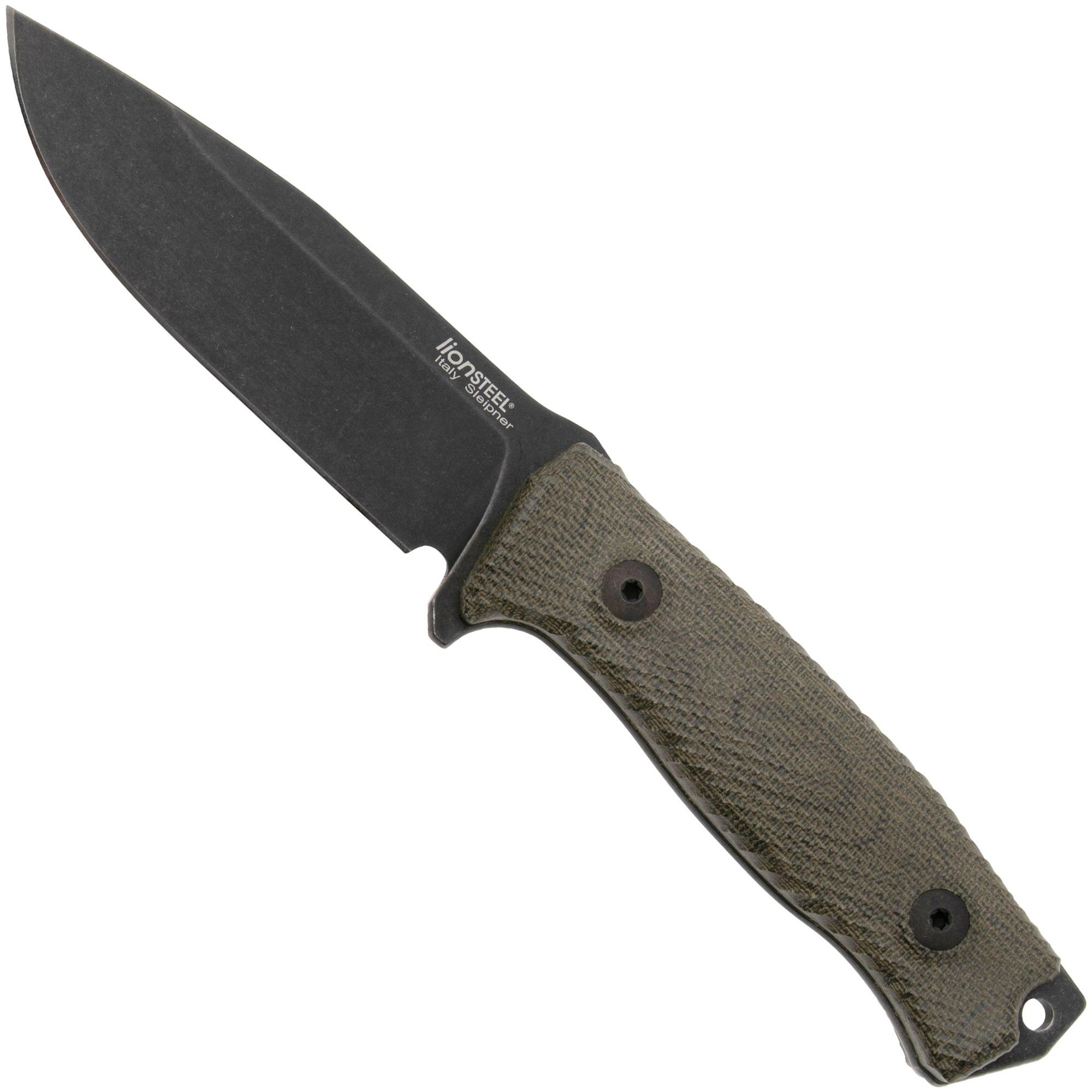 Nóż survivalowy LionSteel M5B Sleipner Black, Green Canvas Micarta