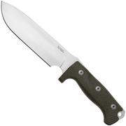 LionSteel M7 CVG Satin, Green Canvas Micarta feststehendes Messer, Molletta Design