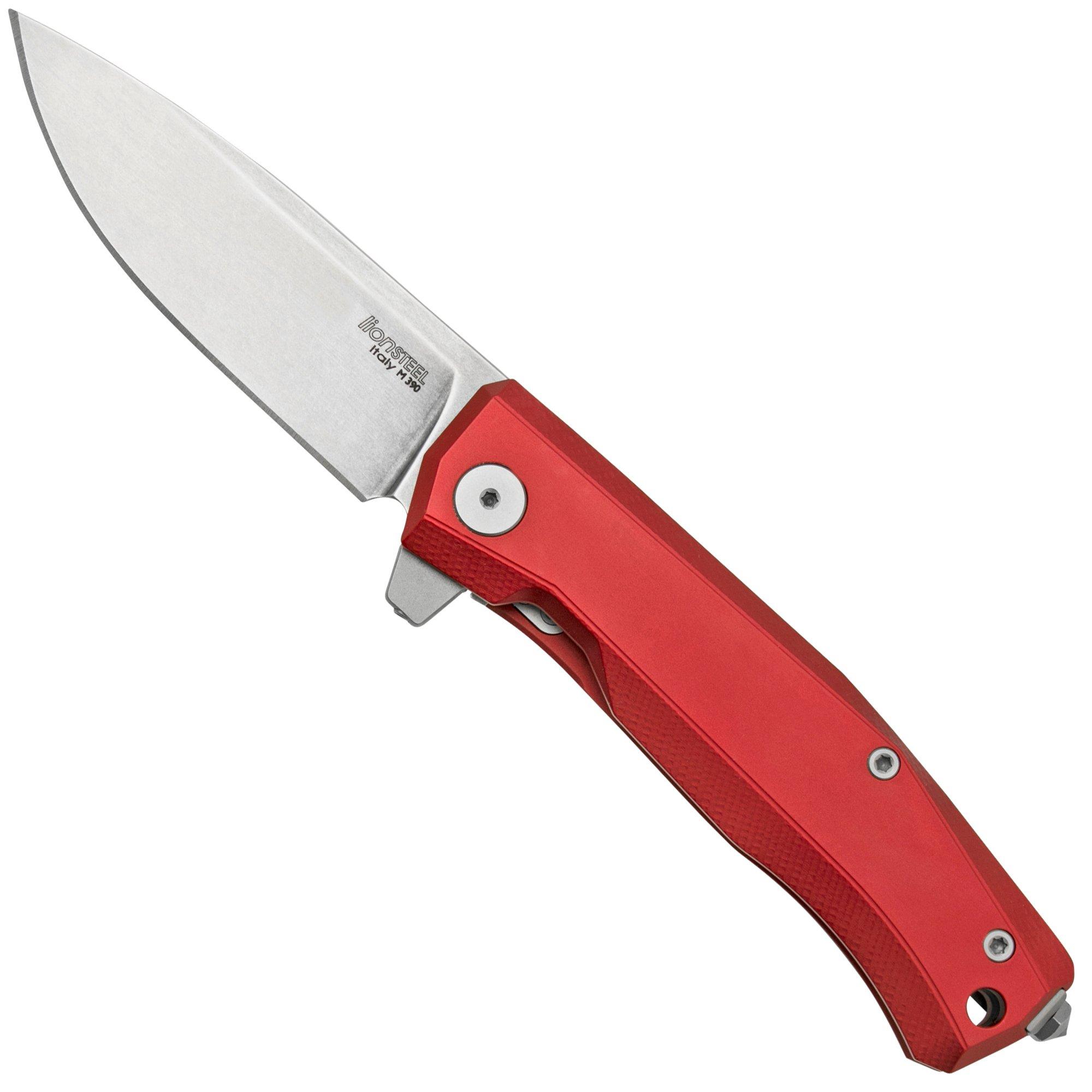 Nóż składany LionSteel Myto MT01A RS Red Aluminium, Satin, projekt Molletta