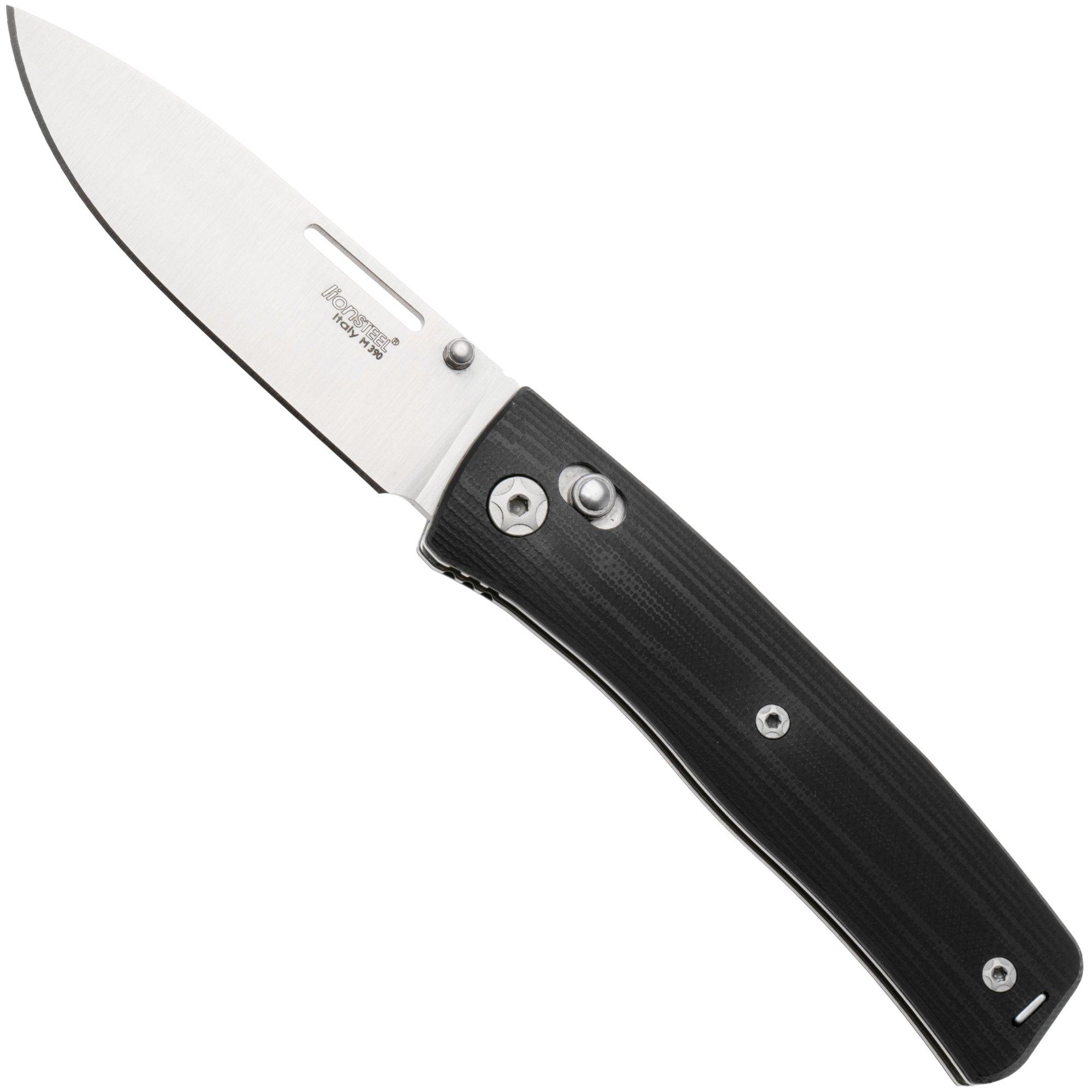 LionSteel NiNi NN1 GBK M390 Satin, Full Black G10, pocket knife, Gianni Pauletta design