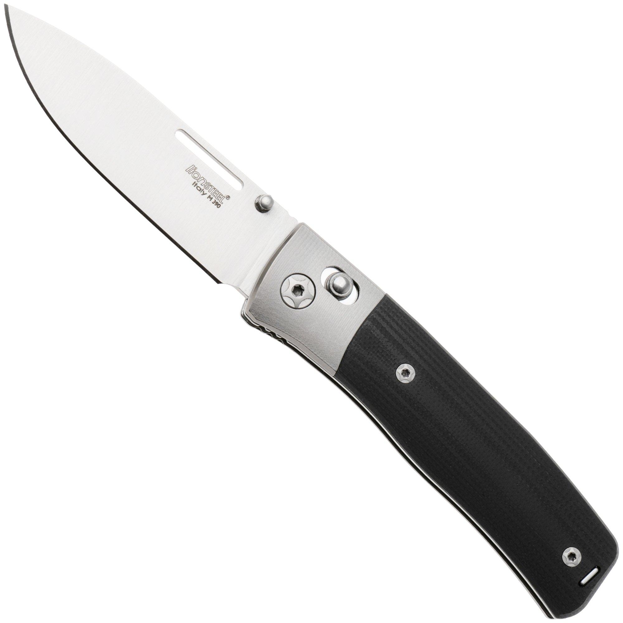 LionSteel NiNi NN2 GBK M390 Satin, Titanium Bolsters, Black G10, pocket knife, Gianni Pauletta design