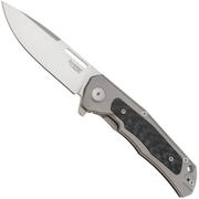 LionSteel Q4ttro, Satin MagnaCut, Grey Titanium Carbon Fiber Inlay, couteau de poche, Michele Pensato design