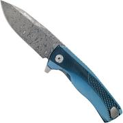 LionSteel ROK Damascus Blue Titanium ROK DD BL coltello da tasca