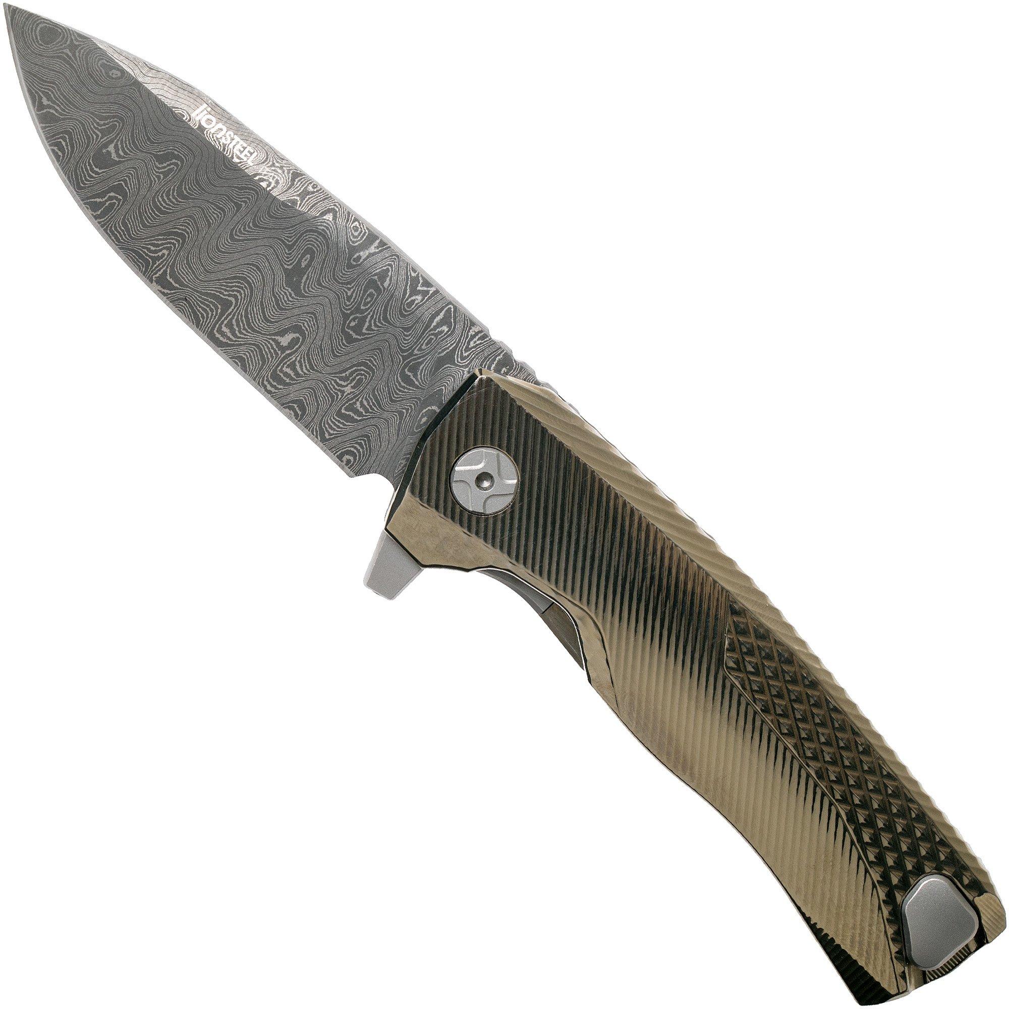 Nóż składany LionSteel ROK Damascus Gold Titanium ROK DD GL