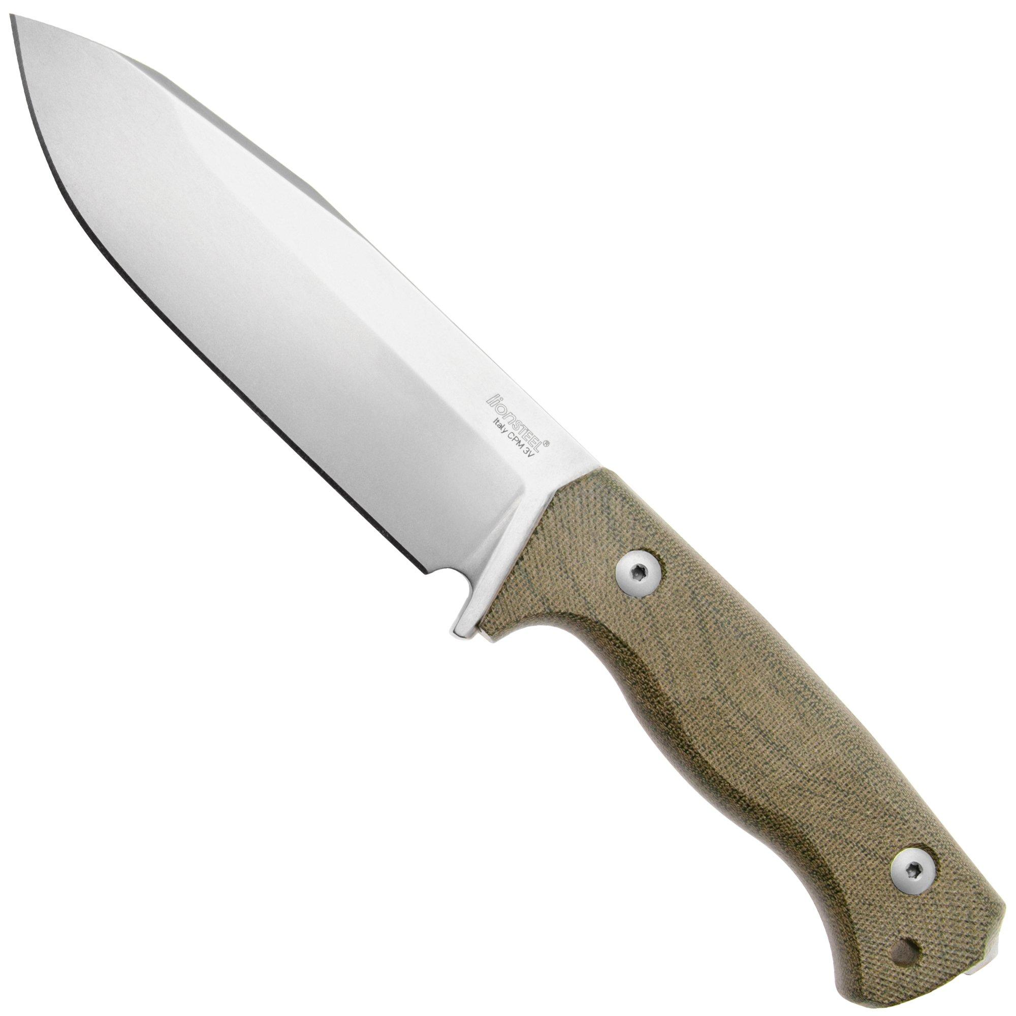 Nóż z głownią stałą LionSteel T6 Stonewashed, Green Canvas Micarta T6-CVG