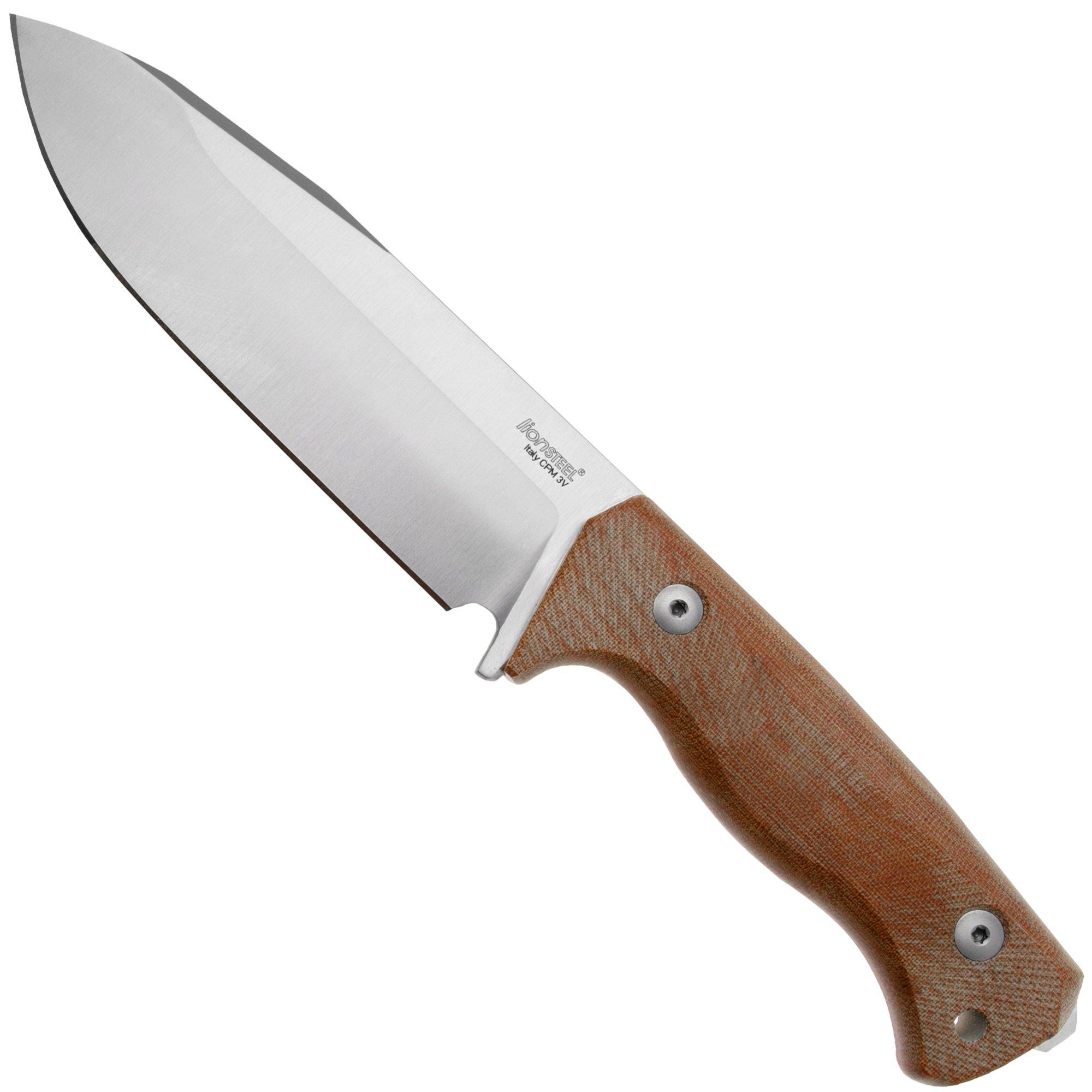 Nóż z głownią stałą LionSteel T6 Stonewashed, Natural Canvas Micarta T6-CVN