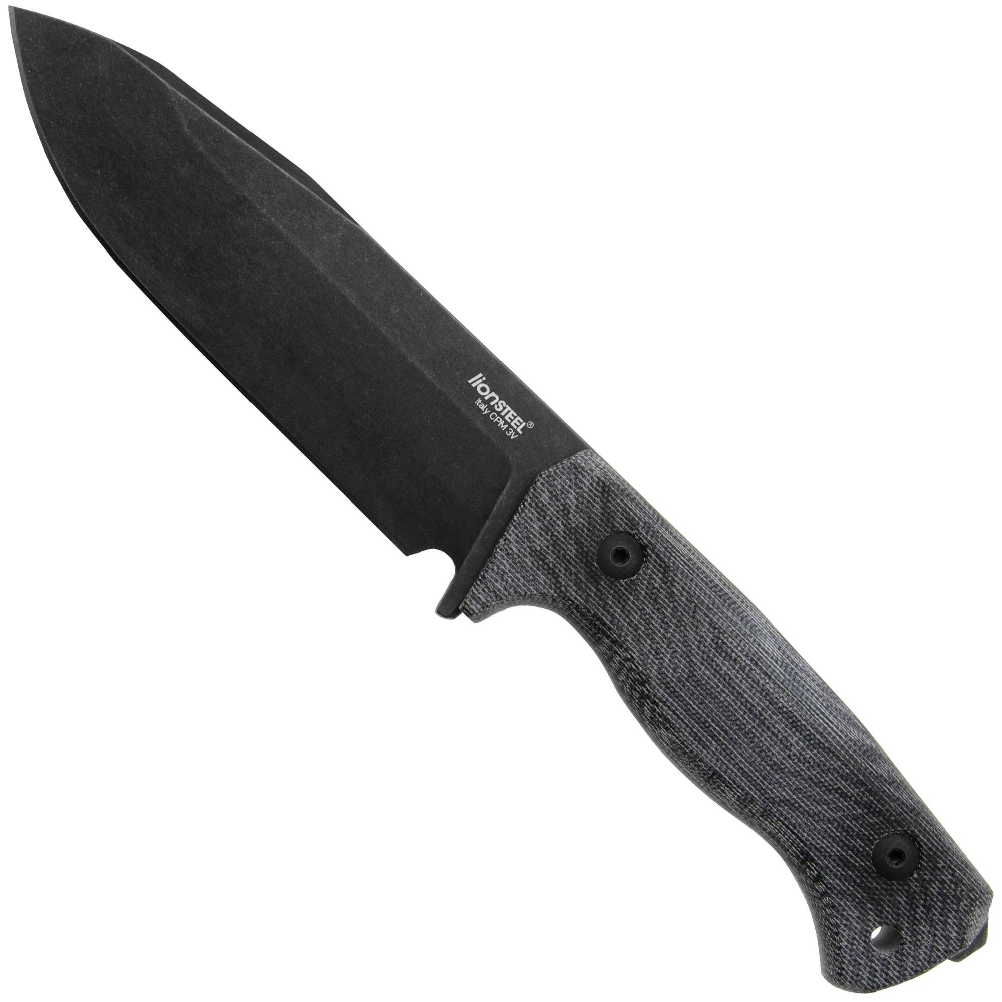 Nóż z głownią stałą LionSteel T6 Old Black, Black Canvas Micarta T6B-CVB