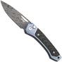 Image for LionSteel Twain Chad Nichols Scrambled Damascus TW-D-BL Blue Titanium, Carbon Fiber, pocket knife, Gianni Pauletta design