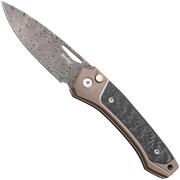LionSteel Twain Chad Nichols Scrambled Damascus TW-D-BR Bronze Titanium, Carbon Fiber, zakmes, Gianni Pauletta design