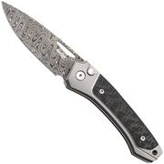 LionSteel Twain Chad Nichols Scrambled Damascus TW-D-GY Grey Titanium, Carbon Fiber, zakmes, Gianni Pauletta design