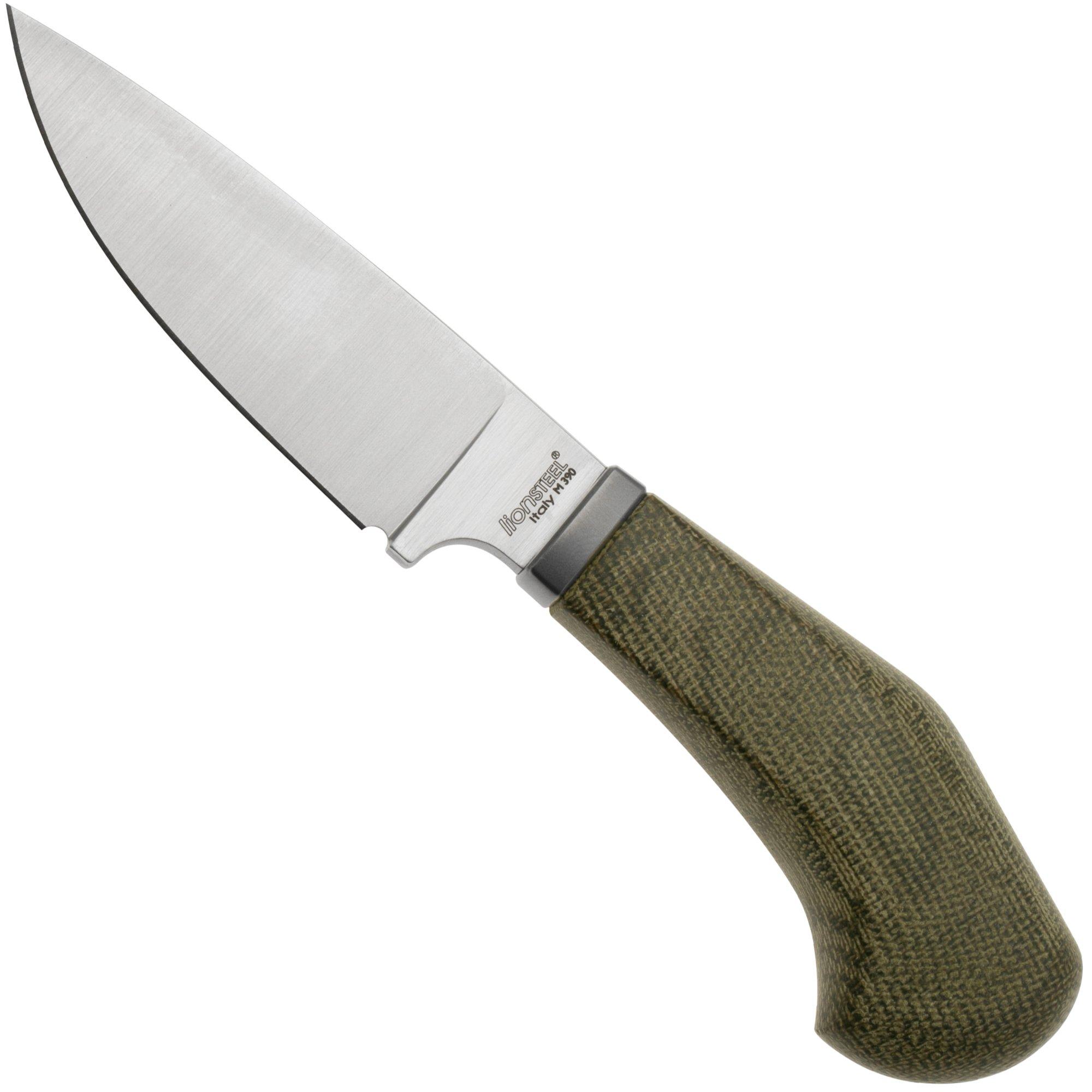 Nóż z głownią stałą LionSteel Willy WL1-CVG, M390 Droppoint Green Micarta
