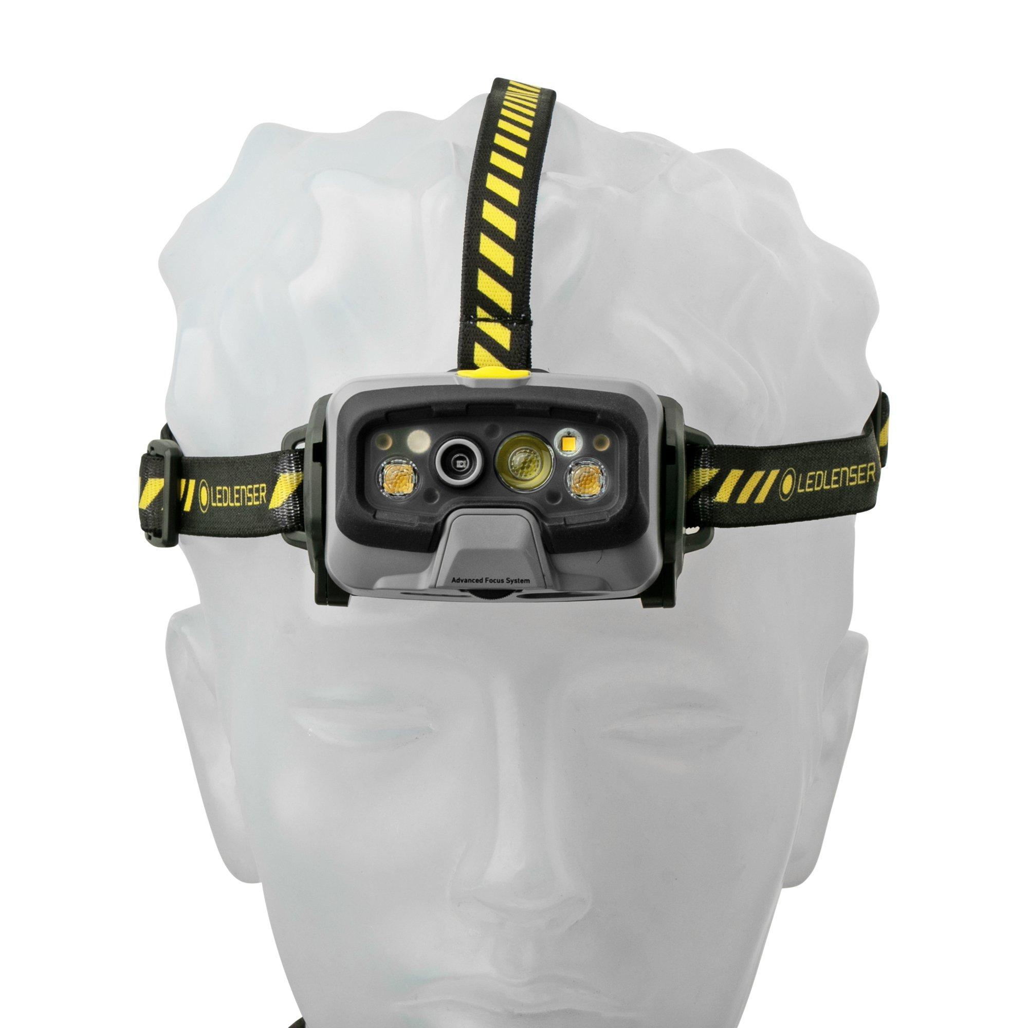 Ładowana latarka czołowa z bluetooth Ledlenser HF8R Work, szara, 1600 lumenów