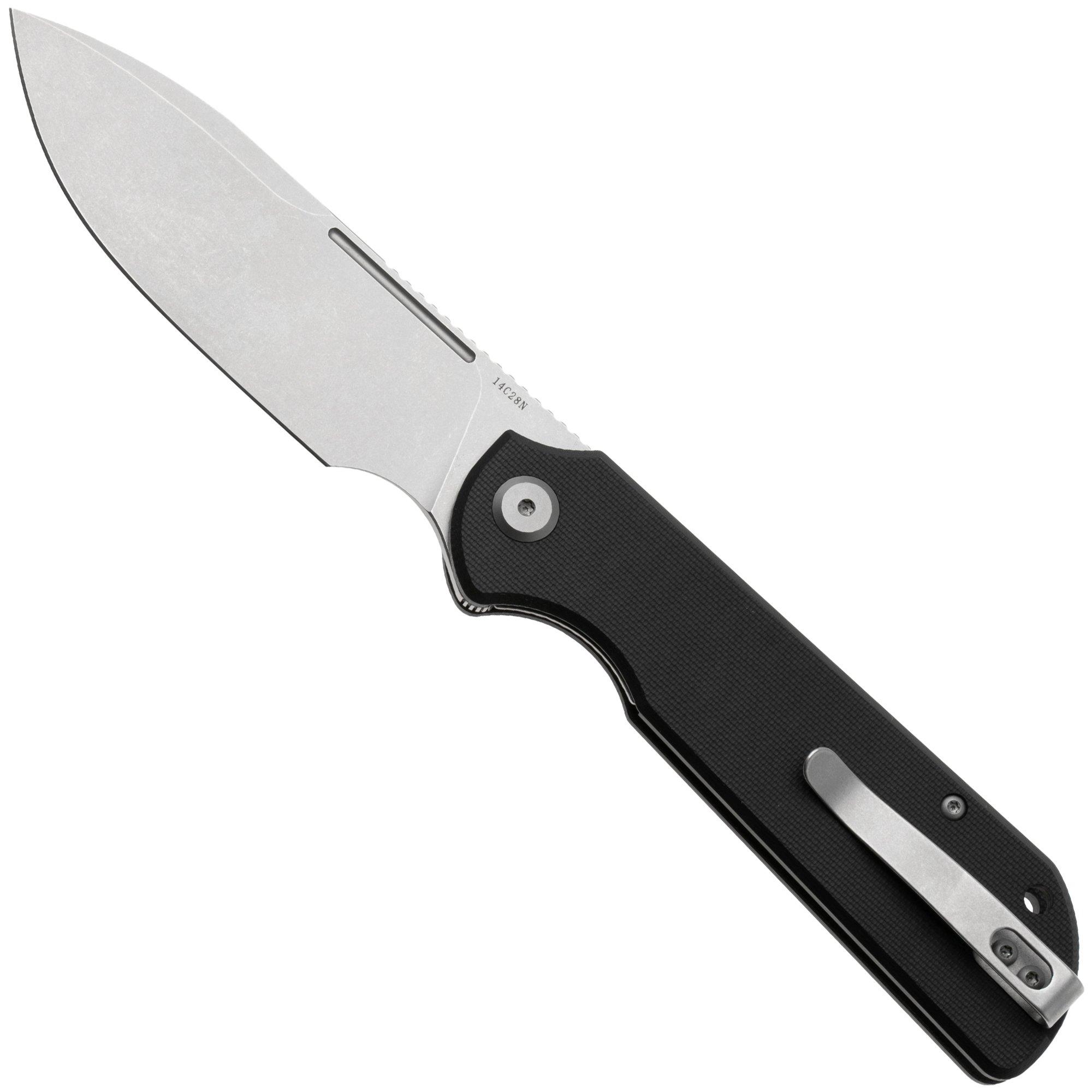 Eutektik Binary BIN-BSW-L Stonewashed 14C28N, Black G10, linkshandig zakmes