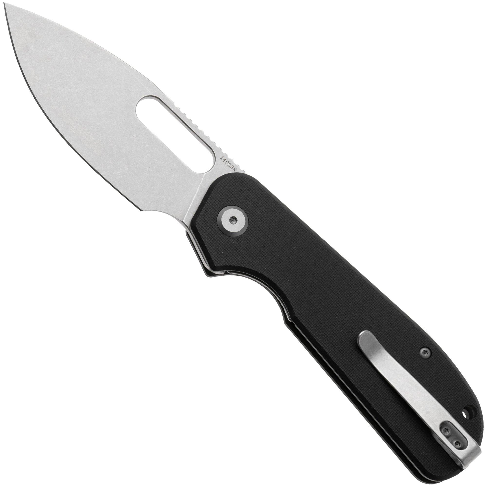 Eutektik EFD EFD-BSW-L Stonewashed 14C28N, Black G10, linkshandig zakmes