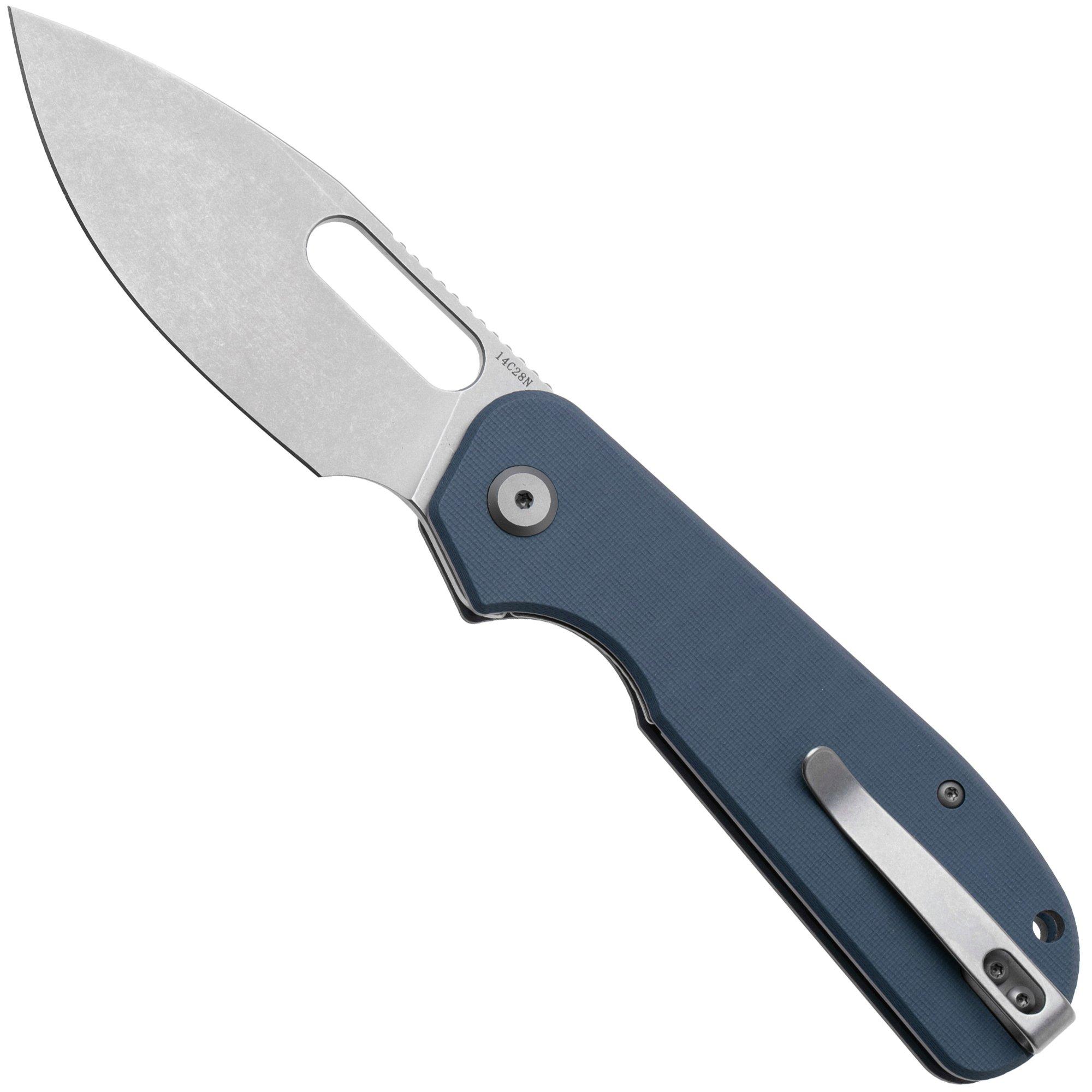 Eutektik EFD EFD-DSW-L Stonewashed 14C28N, Blue G10, linkshandig zakmes