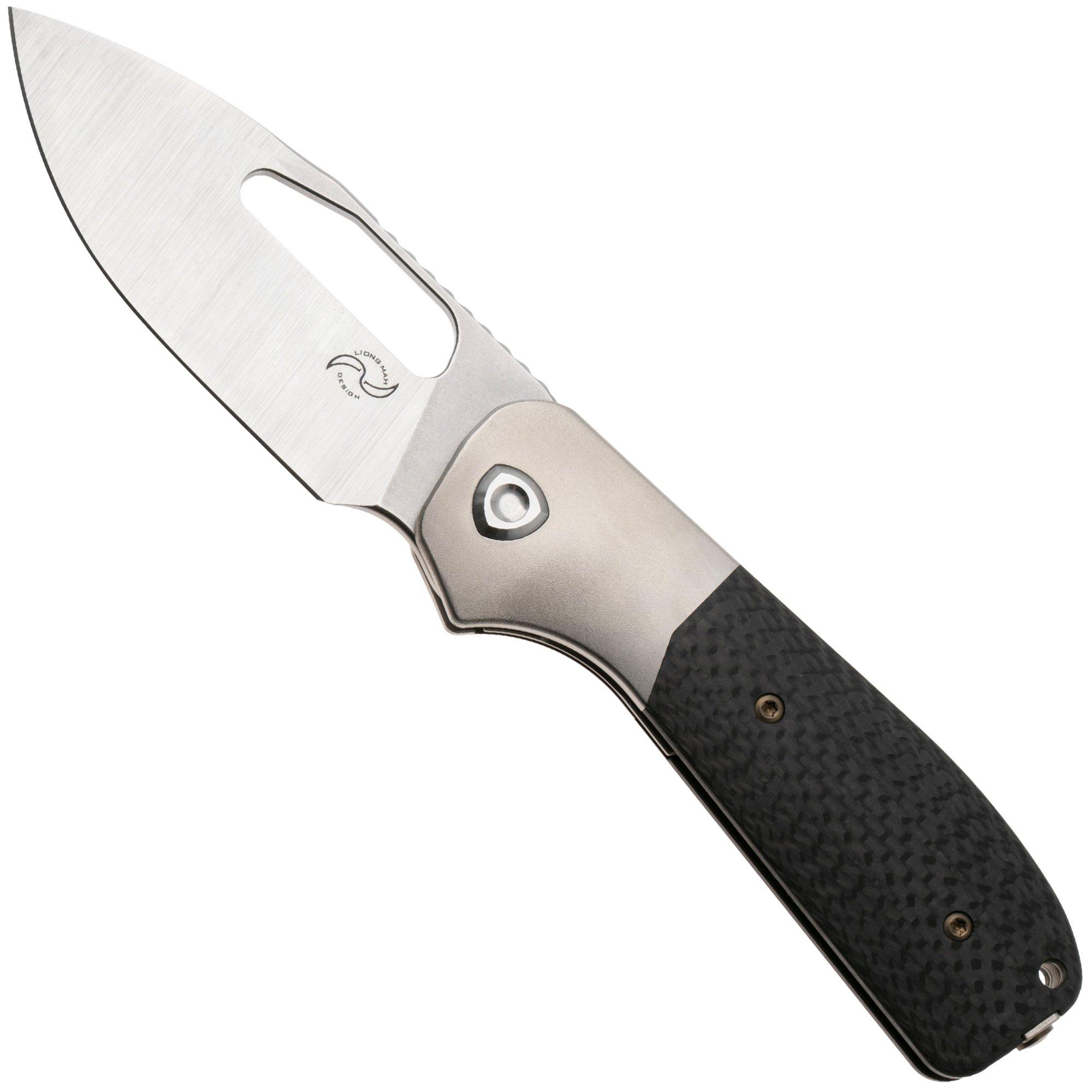 Liong Mah Field Duty 3.5 Bead Blasted S90V, Carbon Fiber Titanium, couteau de poche