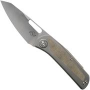 Liong Mah KUF V2 Kitchen Utility Folder, Green Canvas Micarta pocket knife