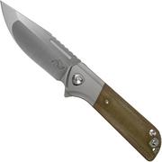 Liong Mah Lanny V2, Green Canvas Micarta, Satin M390 couteau de poche