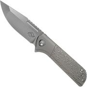 Liong Mah Lanny V2, Textured Titanium, Satin M390 pocket knife