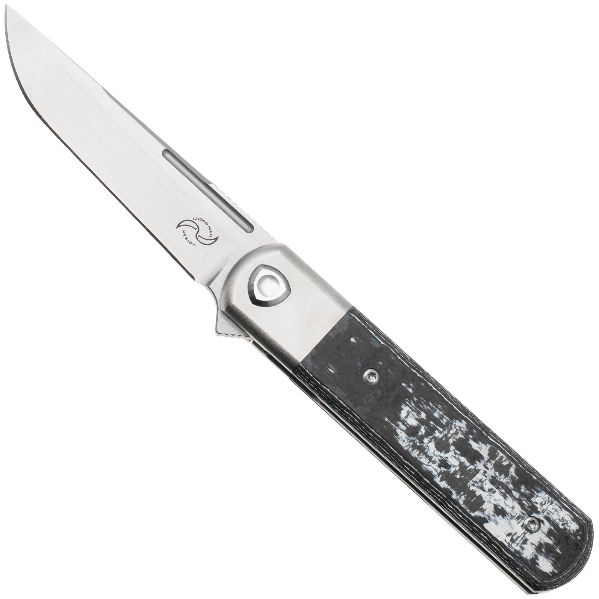 Nóż składany Liong Mah Tanto One, Satin M390, White Storm Carbonfiber Titanium