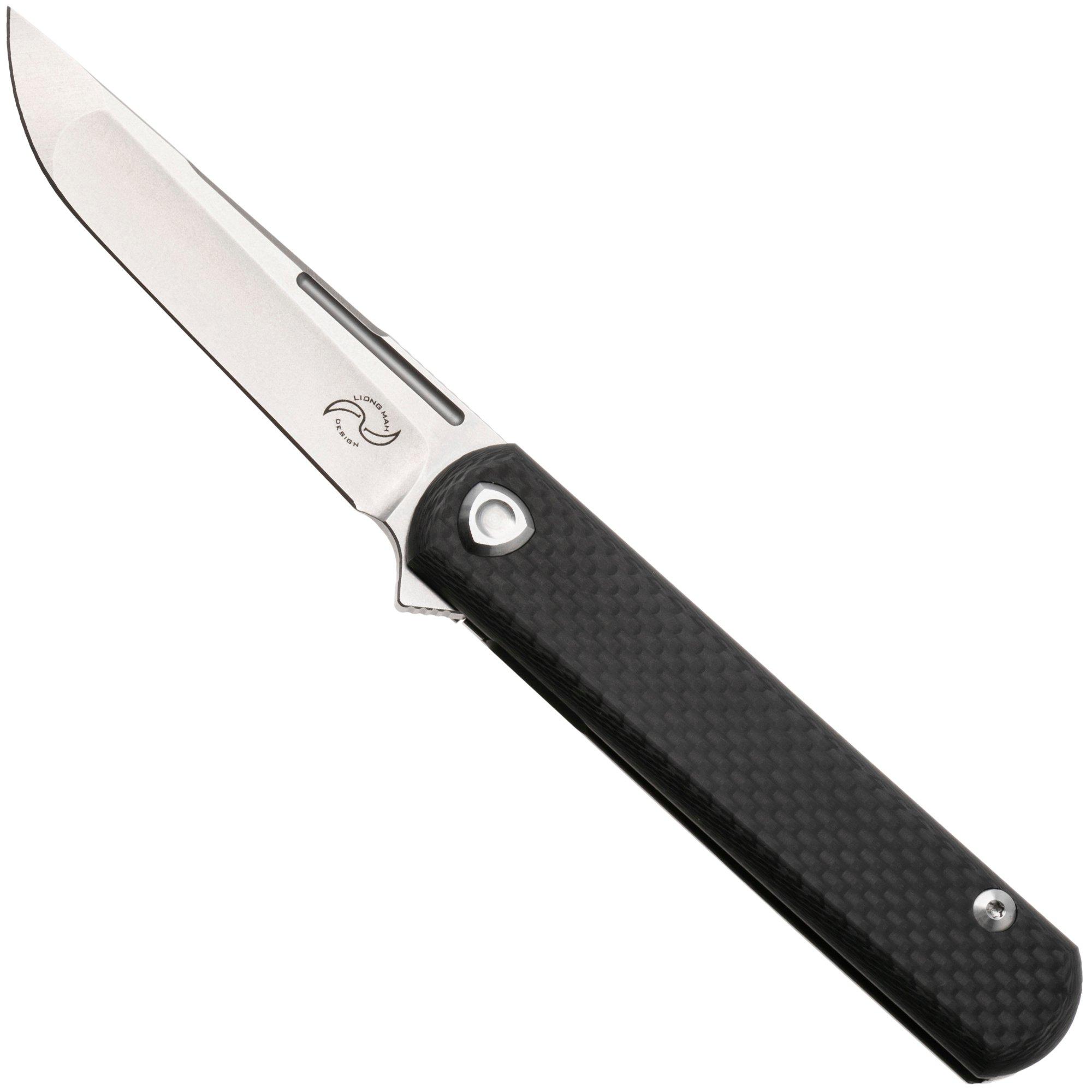Liong Mah Tanto One, Stonewashed M390, Half Carbonfiber Titanium, pocket knife