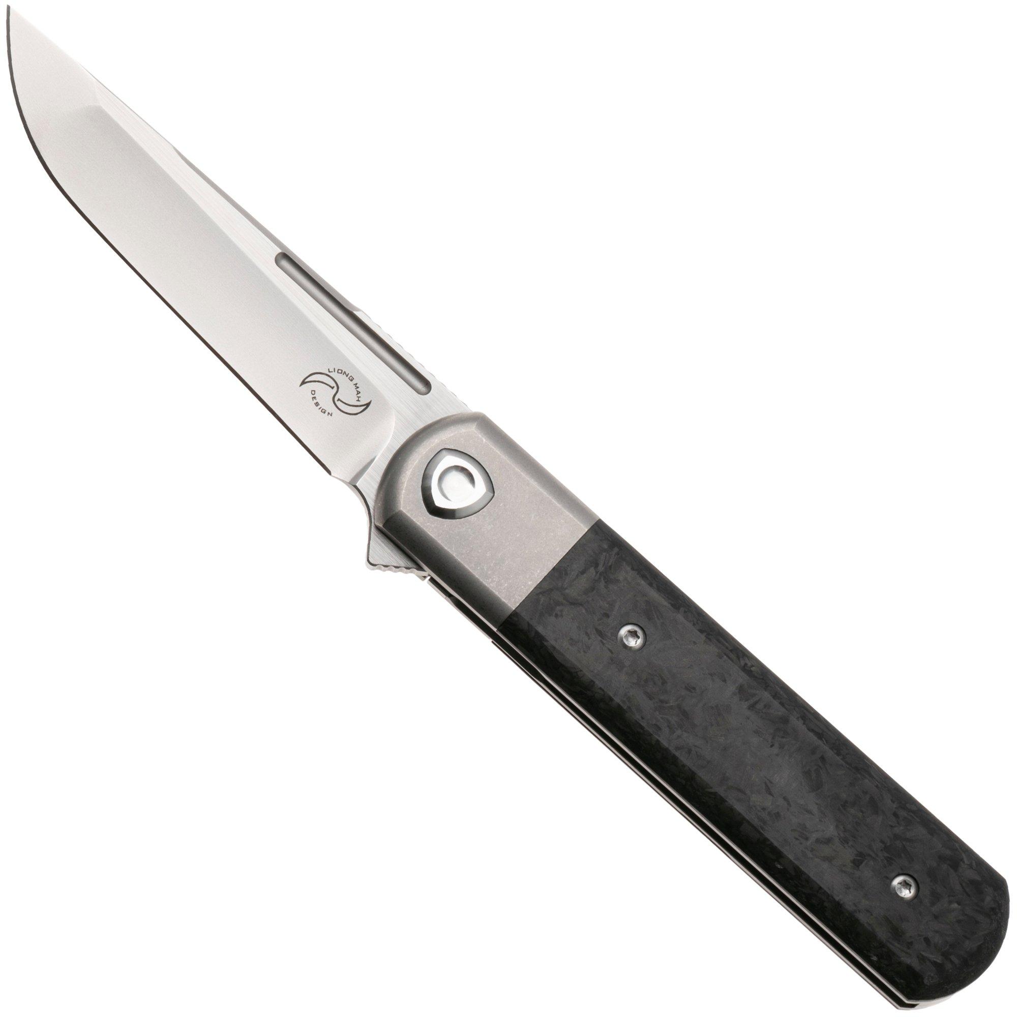 Liong Mah Tanto One, Bead Blasted M390, Marble Carbonfiber Titanium, pocket knife