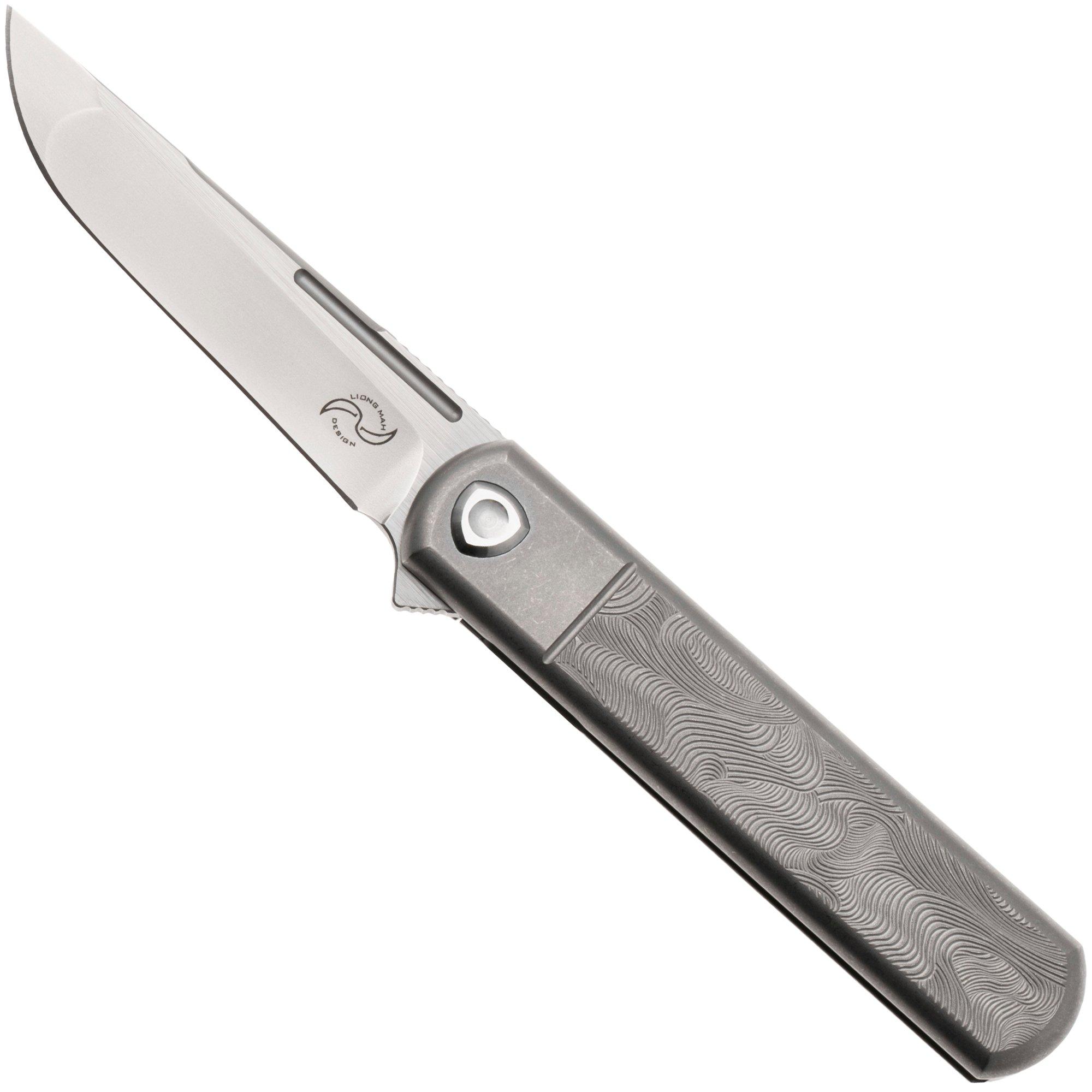 Liong Mah Tanto One, Bead Blasted M390, Sculpted Titanium, pocket knife