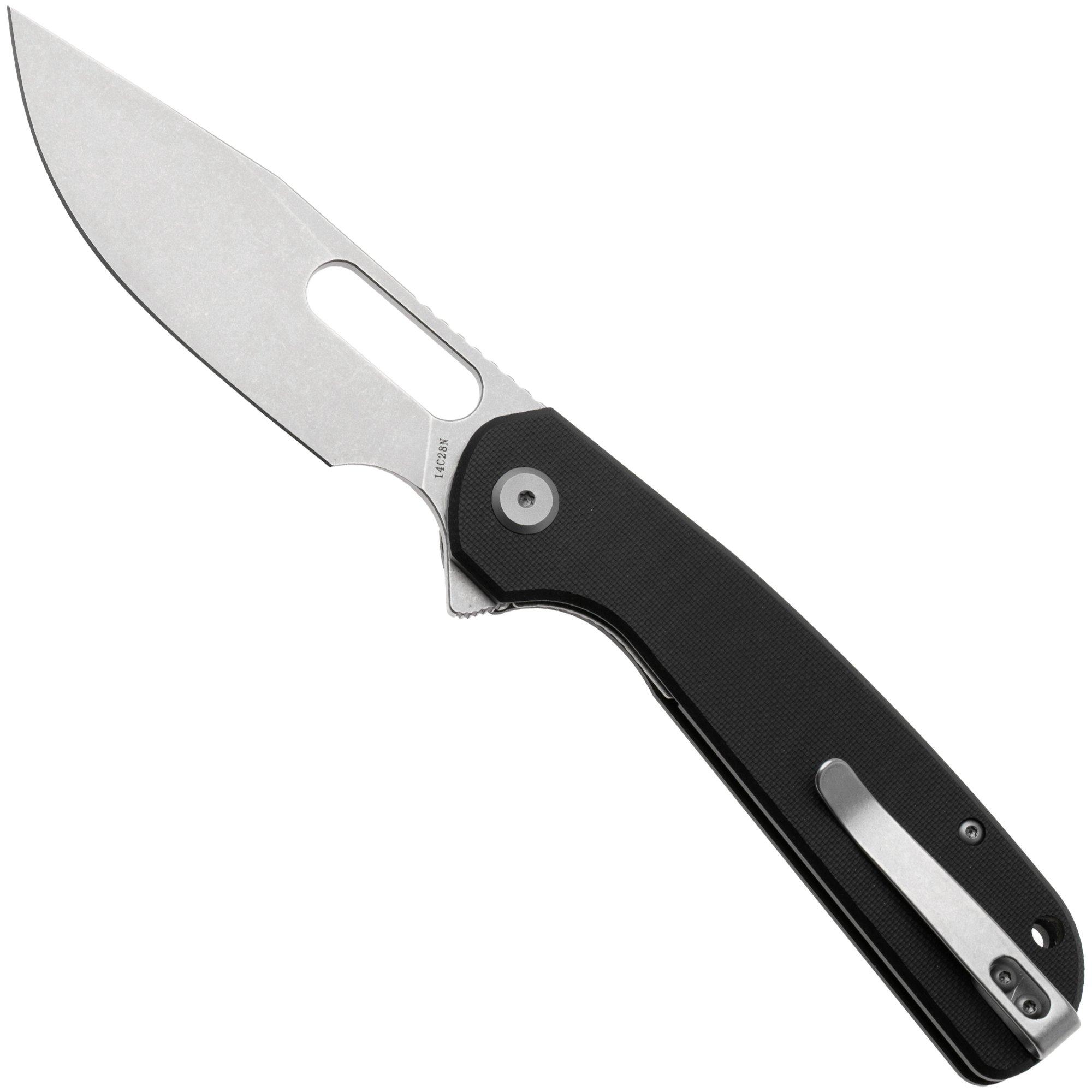 Eutektik Trinity TRI-BSW-L Stonewashed 14C28N, Black G10, linkshandig zakmes