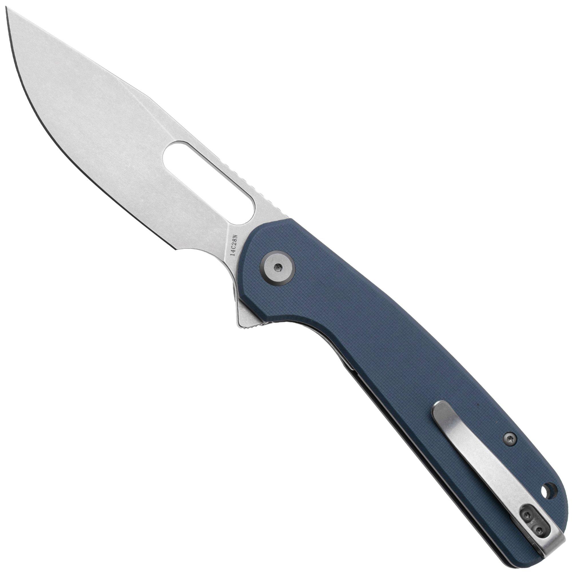 Eutektik Trinity TRI-DSW-L Stonewashed 14C28N, Blue G10, linkshandig zakmes