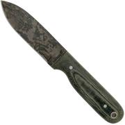 LT Wright Bushcrafter HC, 1075, Matte Black Micarta, Leather sheath, bushcraft knife