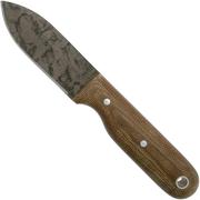  LT Wright Bushbaby HC, 1075, Matte Green Micarta, Leather sheath, couteau de bushcraft