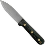 LT Wright Genesis Scandi Grind, A2, Matte Black Micarta, Leather sheath, bushcraft knife