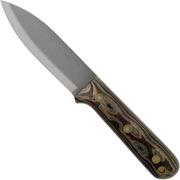 LT Wright Genesis Scandi Grind, A2, Matte Python Micarta, Leather sheath, bushcraft knife